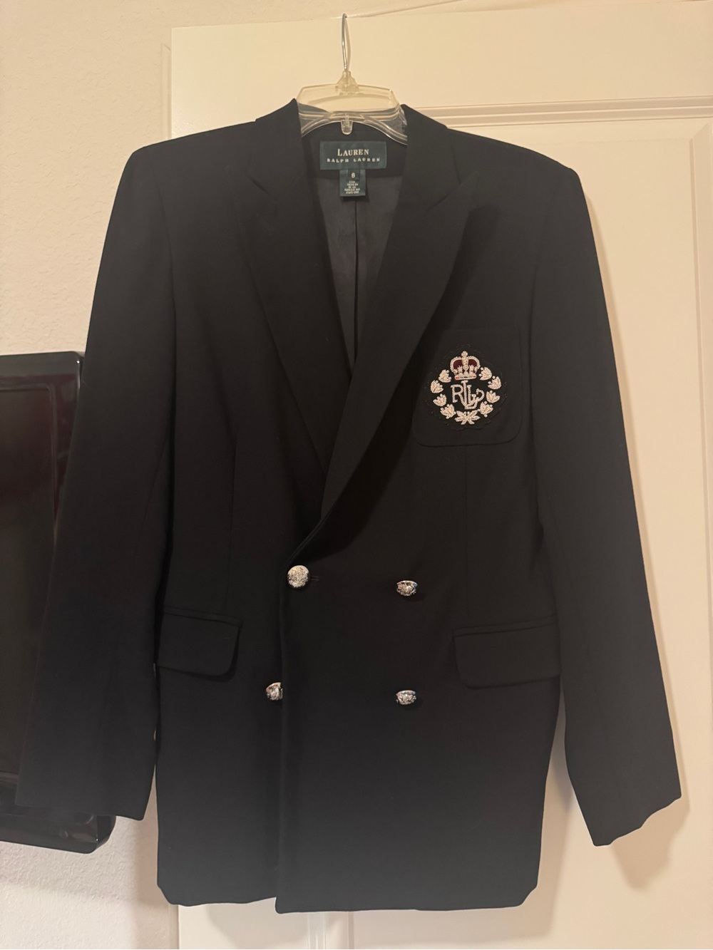 Lauren Ralph Lauren Black Double-Breasted Crest Blazer